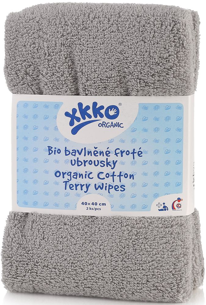 XKKO Organic Froté obrúsky 40x40 - Grey (2ks)